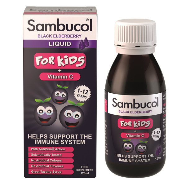 SAMBUCOL BLACK ELDERBERRY FOR KIDS, sīrups bērniem ar melno plūškoku, 120 ml attēls