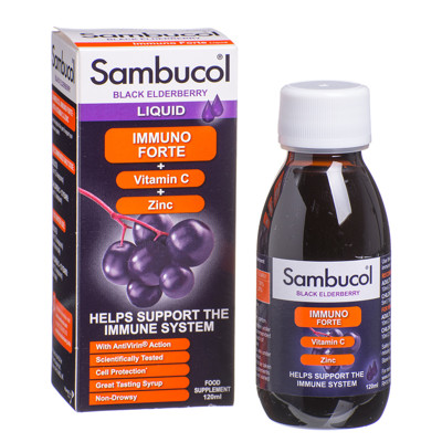 SAMBUCOL BLACK ELDERBERRY IMMUNO FORTE, uztura bagātinātājs ar melno plūškoku, 120 ml attēls
