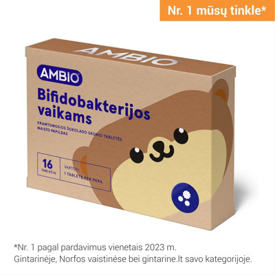 AMBIO Kids Bifidobacteria, šokolādes garša, 16 košļājamās tabletes attēls