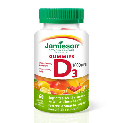 JAMIESON vitamīna D3 gumijas, pieaugušajiem, 1000 SV, 60 gumiju attēls