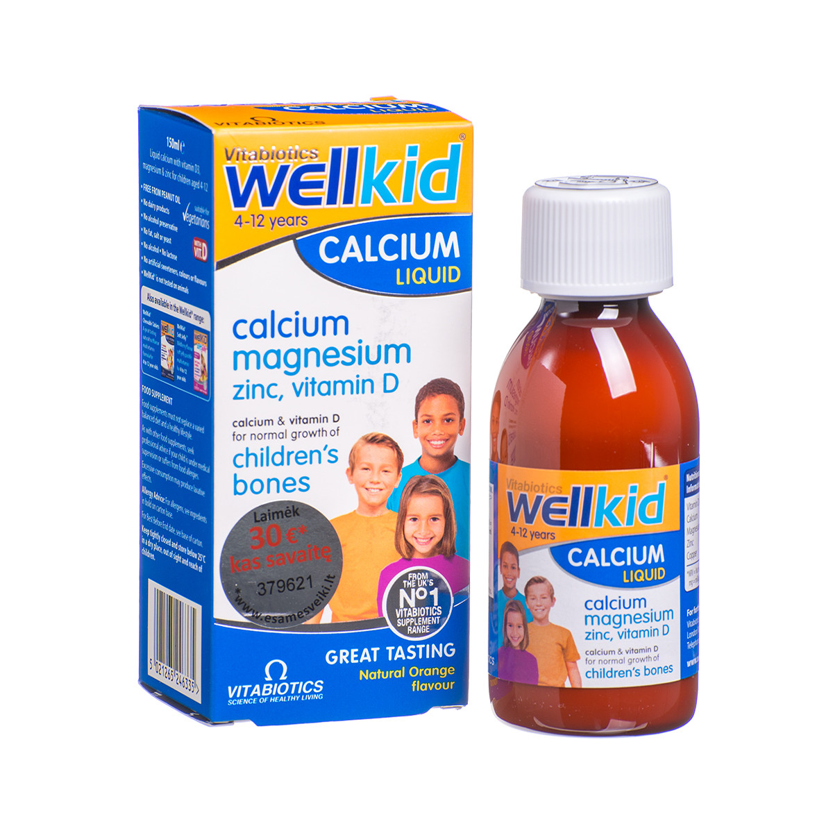 Vitabiotics Ltd. WELLKID CALCIUM, dzeramais šķidrums