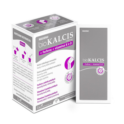 bioKALCIJS 1200 mg + FOSFORS + VITAMĪNI K un  D, ​​pulveris iepakojumos, 15 gab. attēls