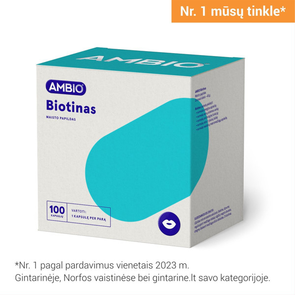 AMBIO biotīns, 5000mcg, 100 kapsulas attēls