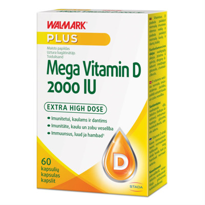 WALMARK MEGA VITAMIN D, 2000 SV, 60 kapsulas attēls
