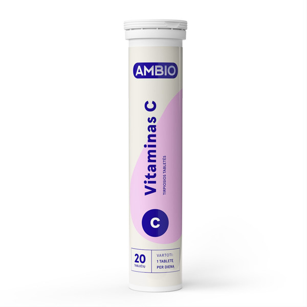 AMBIO vitamīns C 1000 mg (apelsīnu aromāts), 20 šķīstošās tabletes attēls