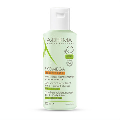 A-DERMA EXOMEGA 2IN1, mazgāšanas želeja-mīkstinošs līdzeklis, 200 ml attēls