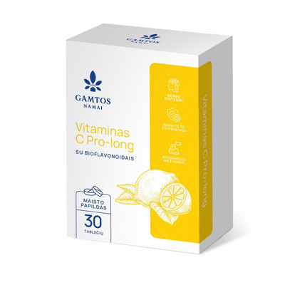 Gamtos namai C vitamīns proolongs, 500 mg, 30 tabletes attēls