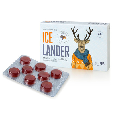 ICELANDER, iekaisis kakls, 16 mīkstās pastilas attēls