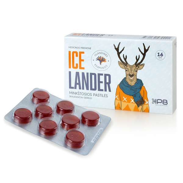 ICELANDER, iekaisis kakls, 16 mīkstās pastilas attēls