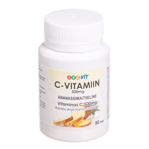 ABC C vitamīns, 500 mg, ananāsu garša, 50 košļājamās tabletes attēls