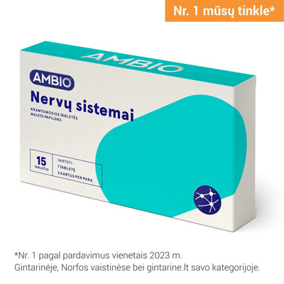 AMBIO nervu sistēma, 15 košļājamo tabletes attēls