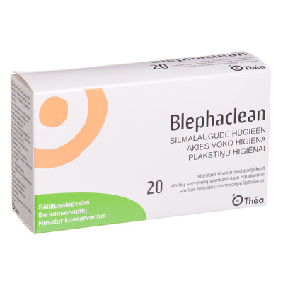 BLEPHACLEAN, mitrās salvetes, lēcu un plakstiņu tīrīšanai, 20 gab. attēls