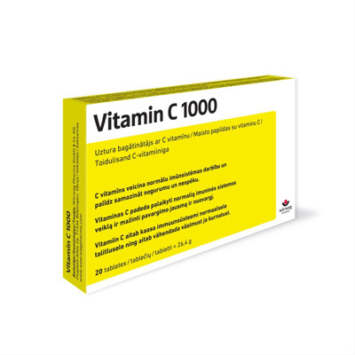 C VITAMĪNS 1000 mg, 20 tabletes attēls