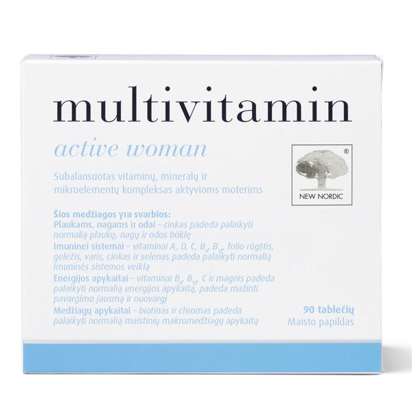 NEW NORDIC MULTIVITAMIN ACTIVE WOMAN, поливитамины для женщин, 90 таблеток изображение