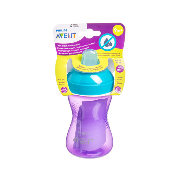 PHILIPS AVENT, neizšļakstīta krūze ar mīkstu snīpi, 9 mēneši+, SCF802/02, 300 ml attēls