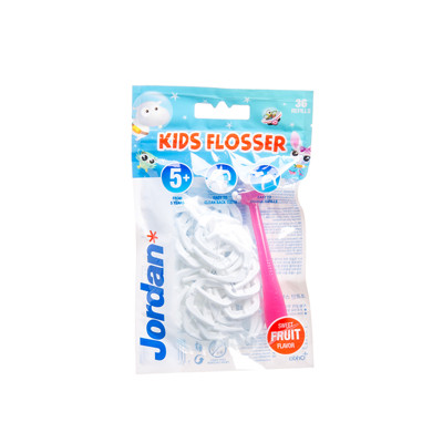 JORDAN, zobu diegs bērniem, augļu garša ar turētāju "Kid Flosser", 36 gab. attēls