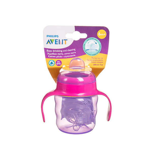PHILIPS AVENT, necaurlaidīga krūze ar silikona snīpi un rokturiem, rozā, SCF551/03, 200 ml attēls