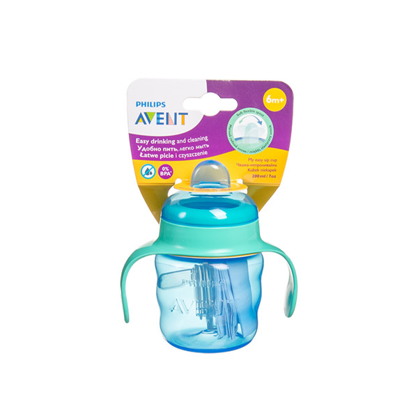 PHILIPS AVENT, necaurlaidīga krūze ar silikona snīpi un rokturiem, zila, SCF551/05, 200 ml attēls