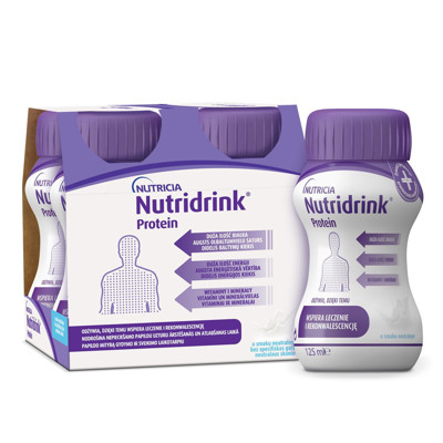 NUTRICIA NUTRIDRINK PROTEIN, neitrāla garša, 4 x 125 ml attēls
