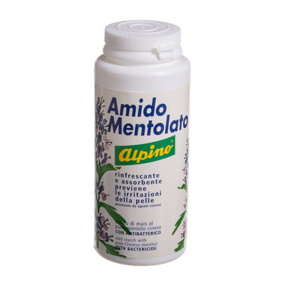 ALPINO AMIDO MENTHOLATO, "sausais krēms" pret svīšanu, niezi un diskomfortu - ātri iesūcas, izgatavots no dabīgas izcelsmes materiāliem, 100 g attēls