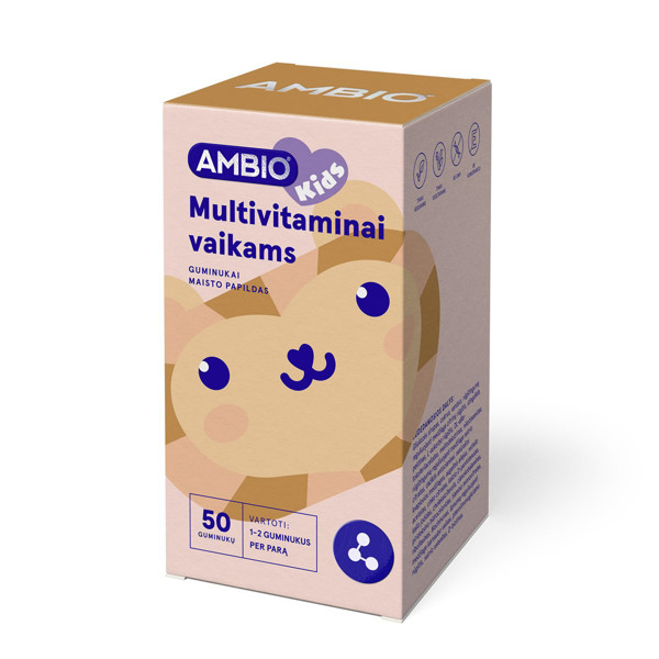AMBIO KIDS MULTIVITAMĪNI BĒRNIEM, 50 gumijas attēls