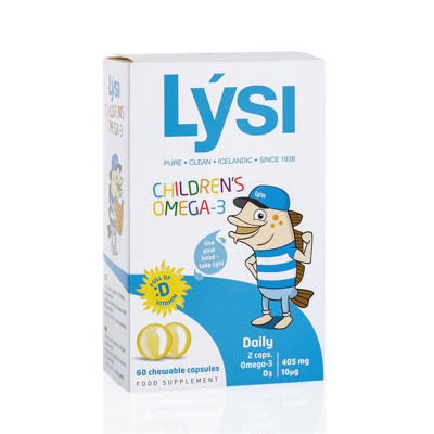 LYSI CHILDREN'S OMEGA -3, Tutti frutti garša ar saldinātāju, 60 košļājamās kapsulas attēls