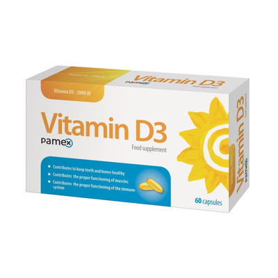 VITAMIN D3, 2000 SV, 60 kapsulas attēls