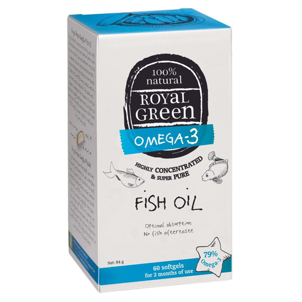 ROYAL GREEN zivju eļļas omega-3 79%, 60 kapsulas attēls