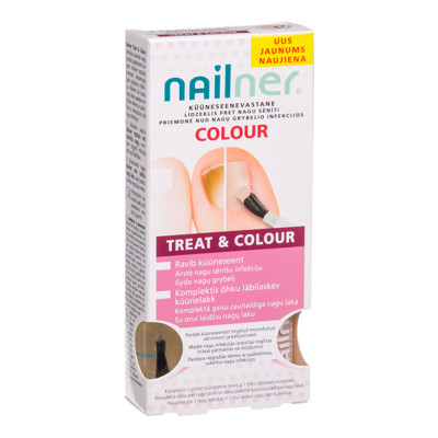 NAILNER TREAT&COLOUR, līdzeklis pret sēnīšu infekciju ar gaisu caurlaidīgu nagu laku, 2x5 ml attēls