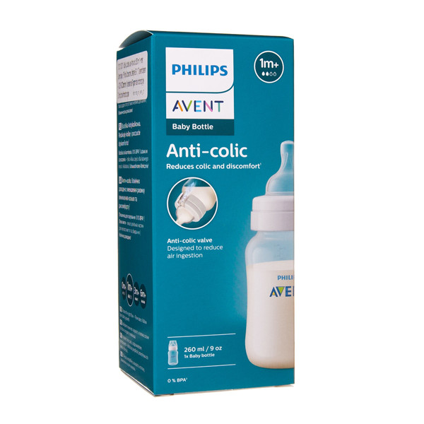 PHILIPS AVENT, pudelīte "Anti-colic" ar lēnas plūsmas knupīti, 1 mēnesis+, SCY103/01, 260 ml attēls