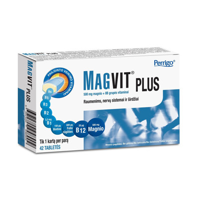MAGVIT PLUS, 500 mg magnija un 8 B grupas vitamīni, 42 tabletes attēls