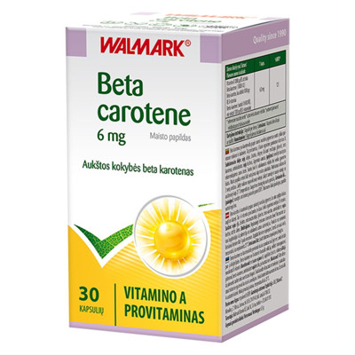 WALMARK BETA CAROTENE, 6 mg, 30 kapsulas attēls