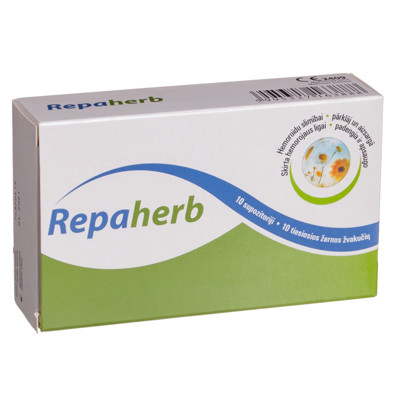 REPAHERB, taisnās zarnas svecītes, 10 svecītes attēls