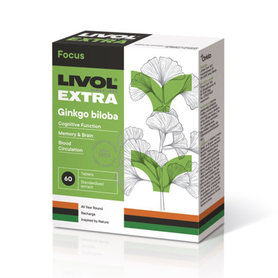 LIVOL EXTRA GINGKO BILOBA, 60 tabletes attēls