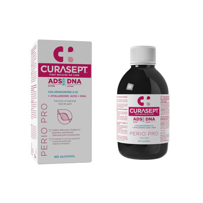 CURASEPT ADS PERIO, skalošanas šķidrums ar 0,12% hlorheksidīnu + hialuronskābi + PVP-VA polimēriem, 200 ml attēls