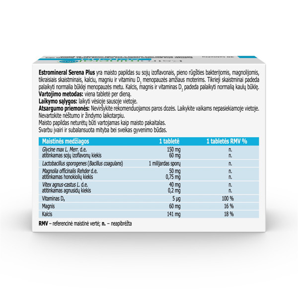 ESTROMINERAL SERENA PLUS, 30 tabletes attēls