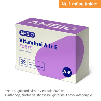 AMBIO vitamīni A un E Forte, 30 kapsulas attēls