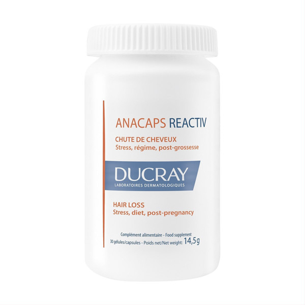 DUCRAY ANACAPS REACTIV, uztura bagātinātājs pret reaktīvu matu izkrišanu, 30 kapsulas attēls