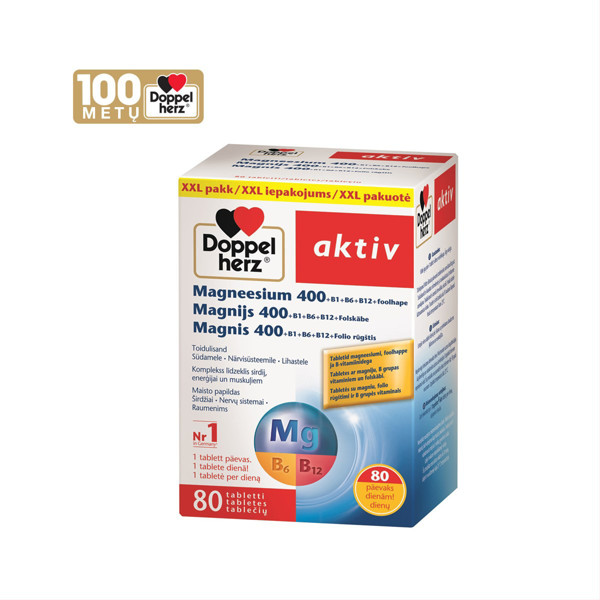 Doppelherz АКТИВ МАГНИС 400 + B1 + B6 + B12 + фолиевая кислота, 80 таблеток изображение