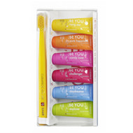CURAPROX BE YOU dabīgs balinošs ikdienas zobu pastas komplekts ar dažādiem aromātiem 6 x 10 ml un zobu birste attēls