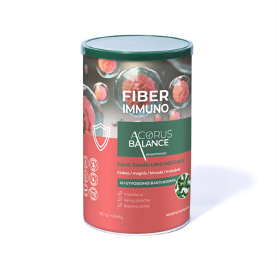 ACORUS BALANCE FIBER IMMUNO, pulverveida šķiedras + dzīvās baktērijas, imunitātei, 180 g attēls