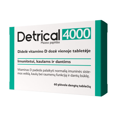 DETRICAL 4000 IU, 60 apvalkotās tabletes attēls