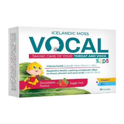 VOCAL KIDS, rīkles pastilas ar zemeņu garšu, 24 gab. attēls