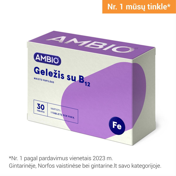 AMBIO dzelzs ar B12, 30 tabletes attēls
