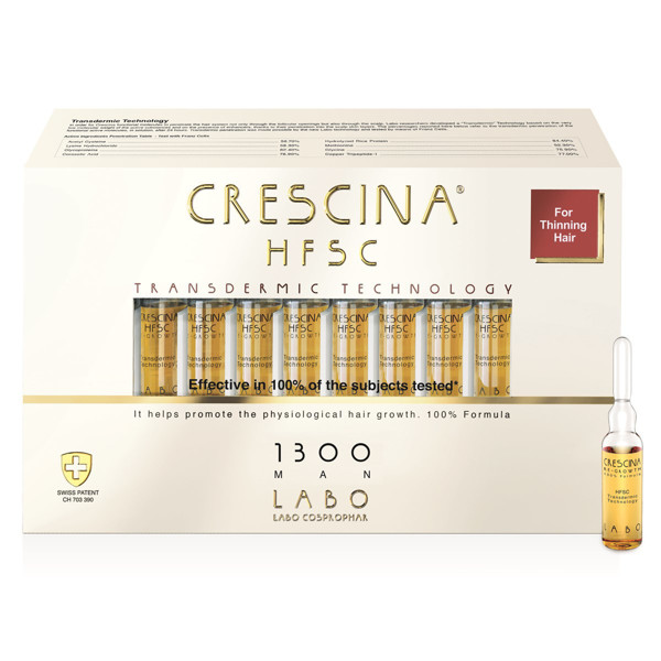 CRESCINA TRANSDERMIC HFSC 1300, vīriešiem, matu atjaunošanai, 3,5 ml, 20 ampulas attēls