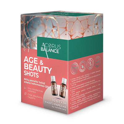 ACORUS BALANCE AGE & BEAUTY SHOTS, šķīdums iekšķīgai lietošanai pudelē, 10 ml, 14 gab. attēls