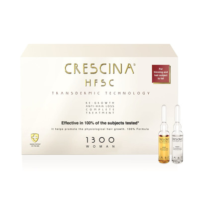CRESCINA TRANSDERMIC HFSC 1300, matu ataugšanas un pretizkrišanas komplekss sievietēm, 3,5 ml, 20+20 ampulas, 2 mēn. protams attēls