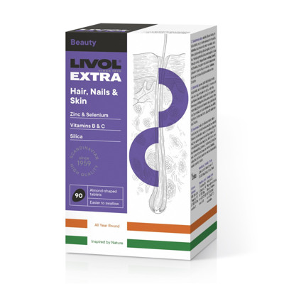 LIVOL EXTRA MATI, NAGS, ĀDA, 90 tabletes attēls