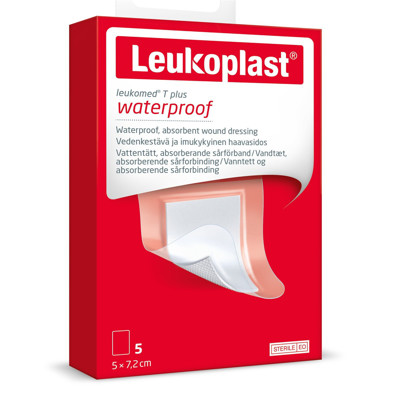 LEUKOPLAST LEUKOMED T PLUS, ūdensizturīgs sterils adhezīvs absorbējošs pārsējs, 5 x 7,2 cm, 5 gab. attēls