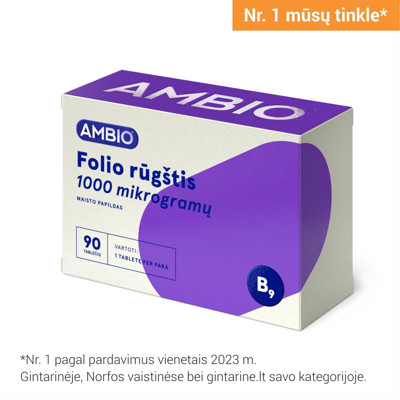 AMBIO folijskābe 1000 mikrogrami, 90 tabletes attēls
